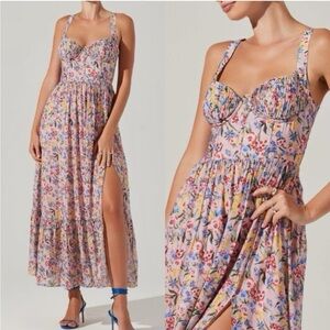 ASTR the Label Kelby Corset Pink Floral Midi Dress